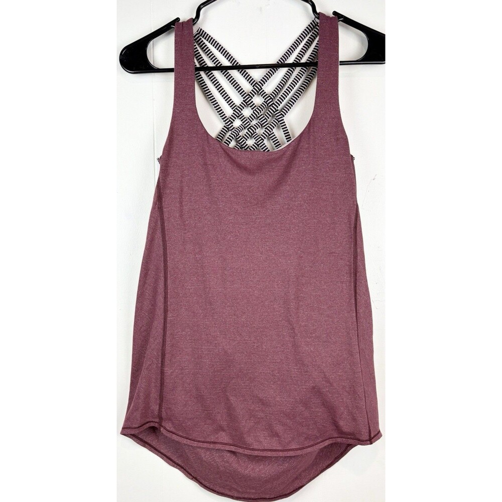 lululemon athletica Mauve Racerback Tank with Black & White Strappy Back - Picture 2 of 6